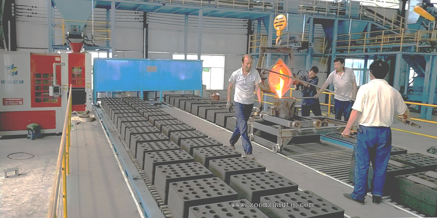 Automated pouring line in foundry